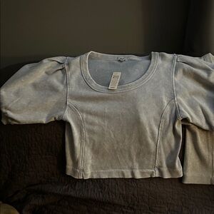 Aerie Kids Light Gray Puff Sleeve Sweatshirt